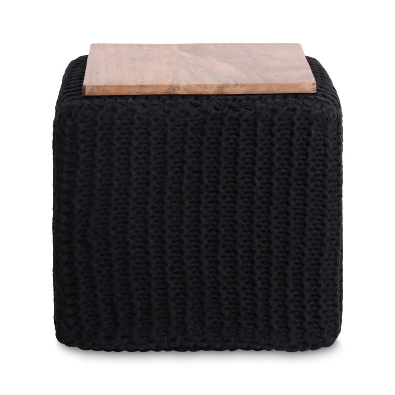 Repose-pieds en mélange de coton 16 "Turnipseed, Noir 100 % coton