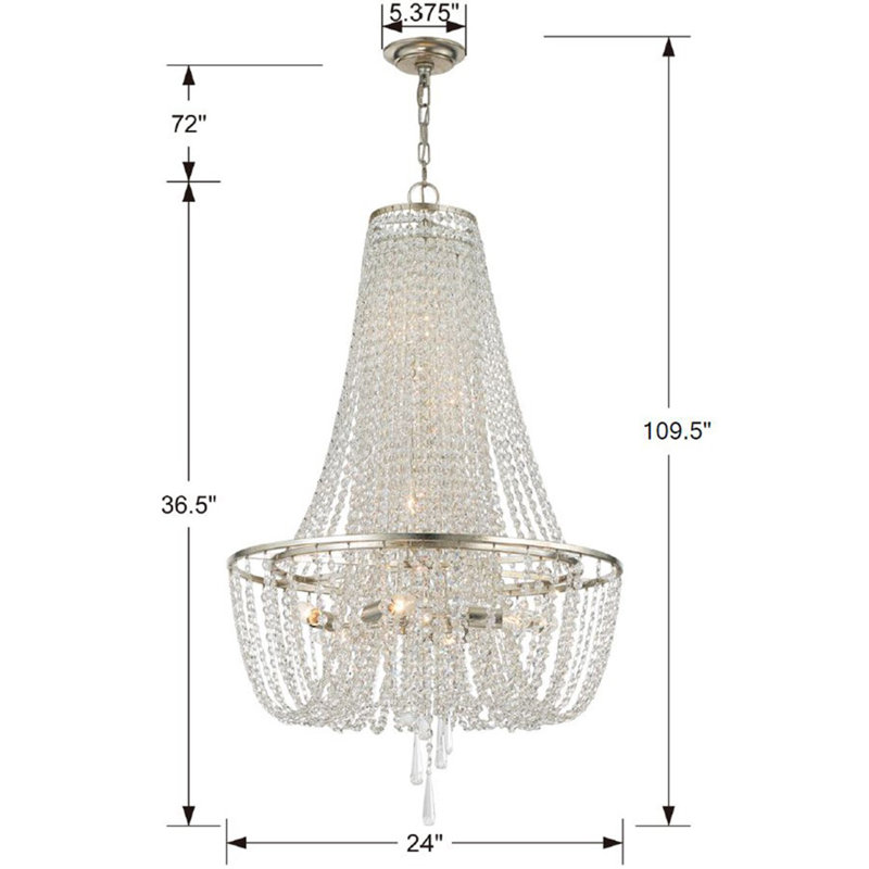 Lustre 9 lumières Storrs, Argent antique