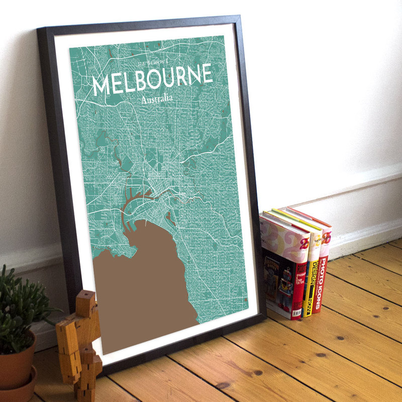 Melbourne City Map - No Frame Print, 43.2cm H x 27.9cm W x 0.13cm D