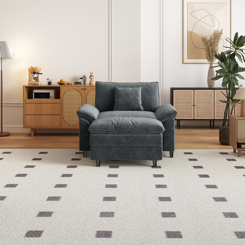 Canapé simple avec repose-pieds, Gris