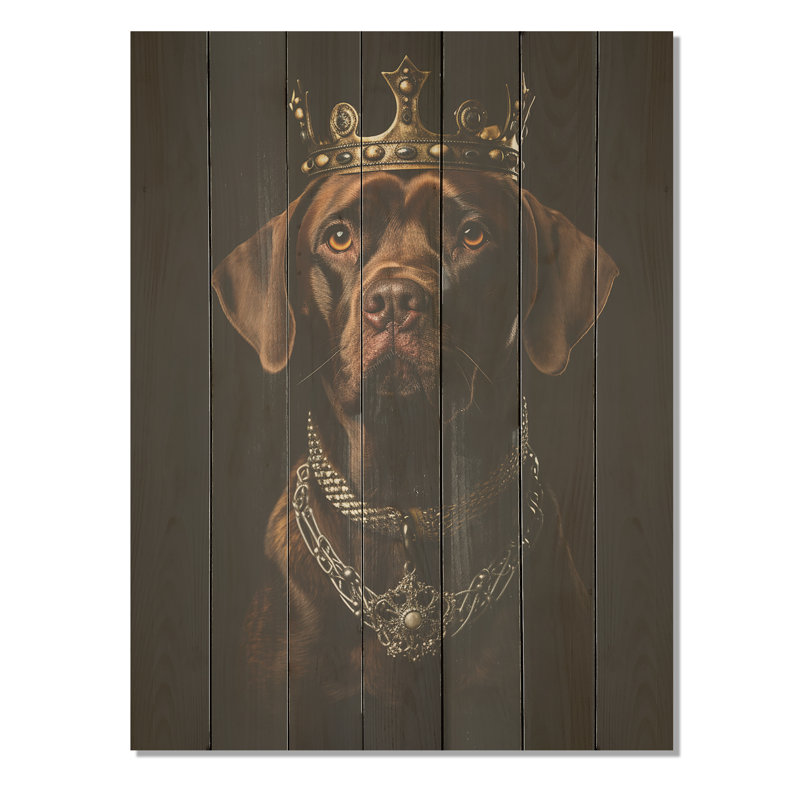 «Crowned Royal Bloodhound Dog II» - impression sur bois, H 20 po x l 10 po