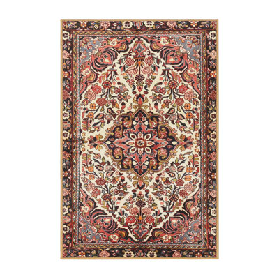 Tapis beige/rouge/noir traditionnel Gero