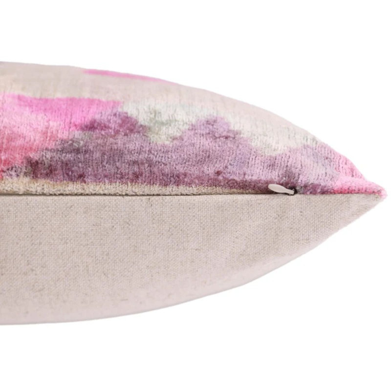 Coussin lombaire en velours soyeux Blush Abstract - 16 x 24 po