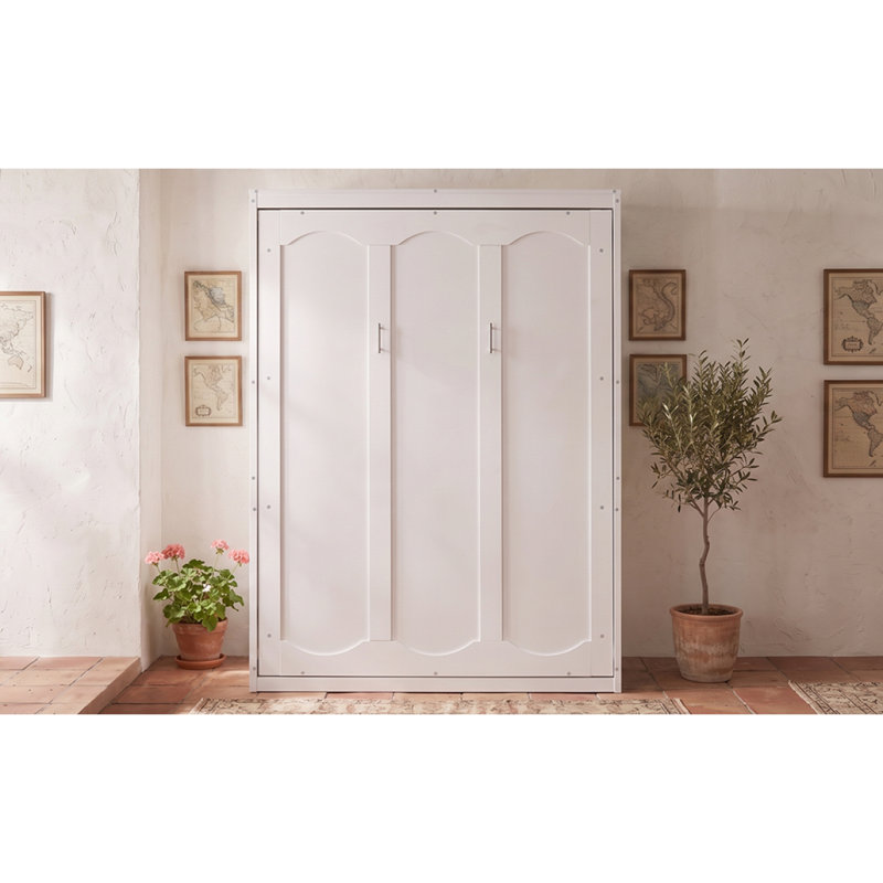 Lit escamotable double pleine grandeur avec tablettes, blanc (OLD SKU: LP000692AAK-2), Blanc