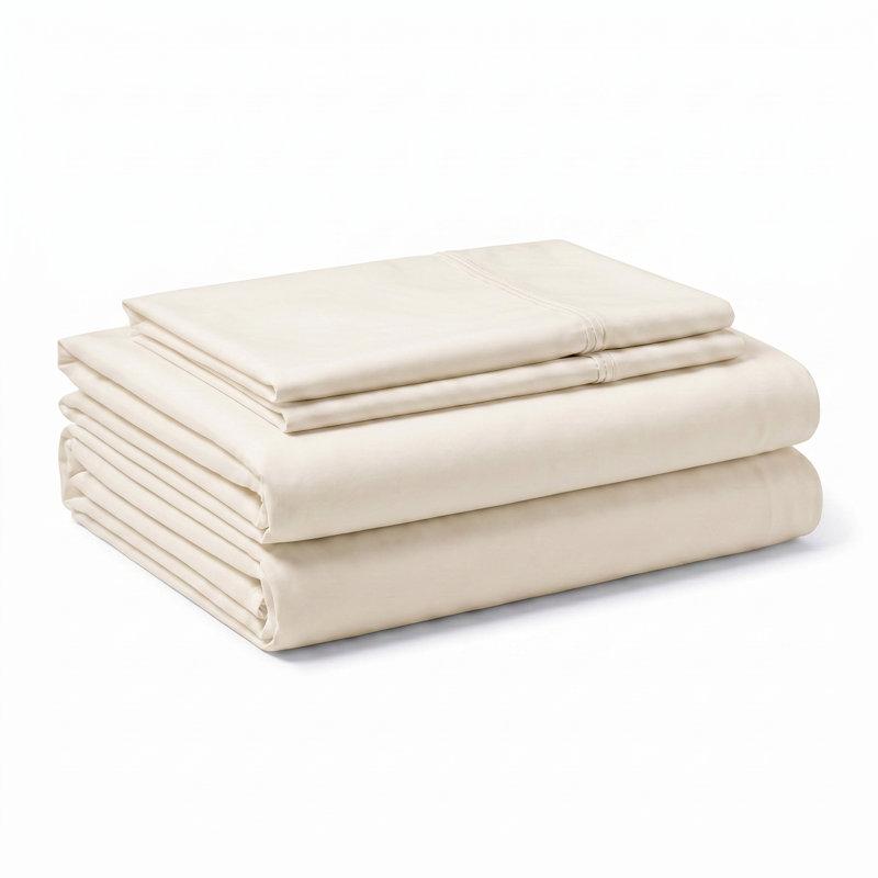 Split Hypoallergenic Sheet Set, California King Sheet Set with 4 Pillowcases, Cream