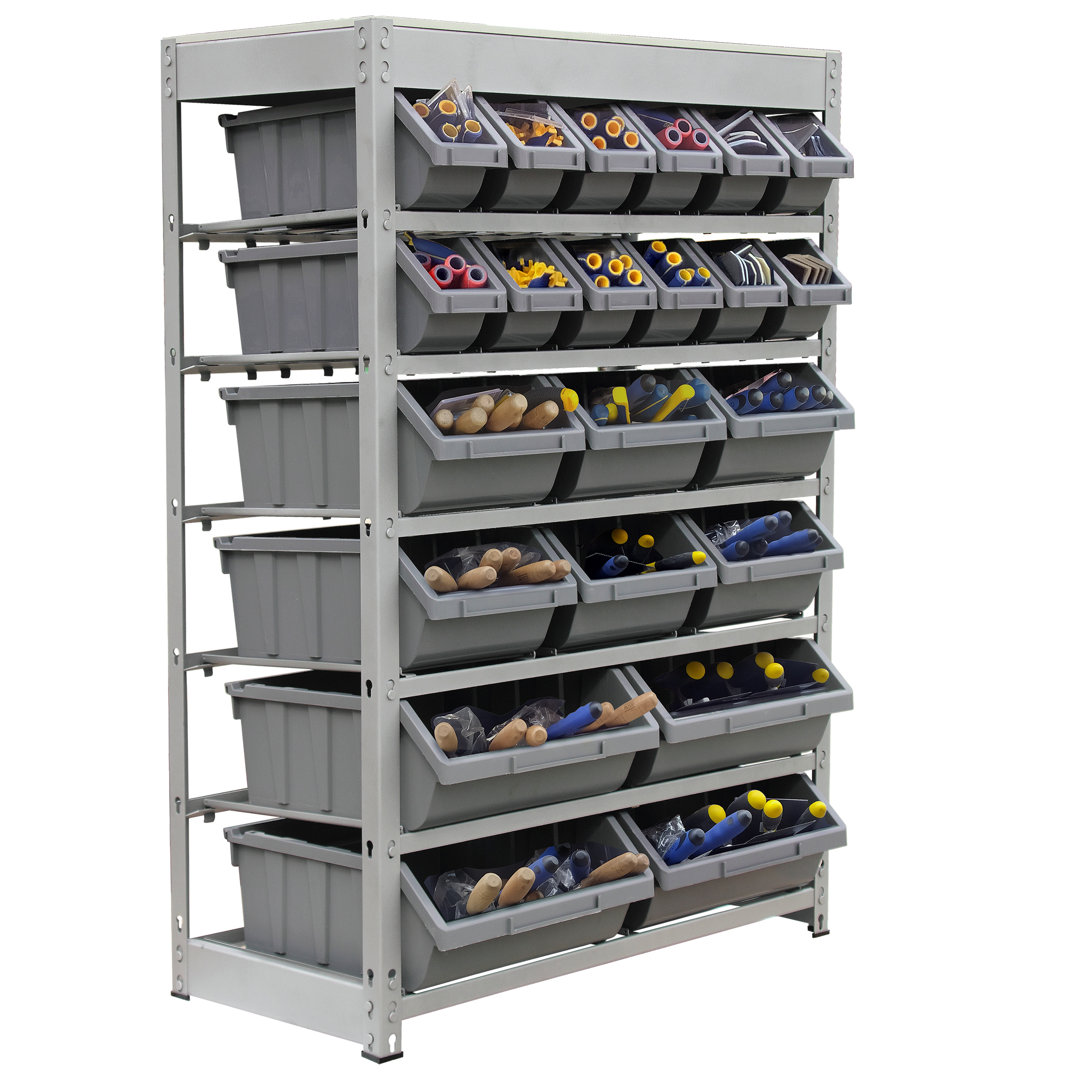 Jonnisha 33 W x 15 D x 48 H Garage Storage Bin Rack System Heavy Duty 6 Tiers 22 Bins Shelving Units Rebrilliant