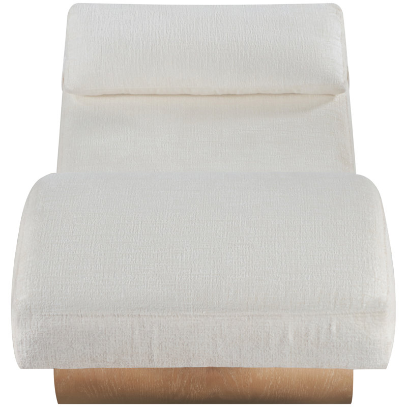 Marcella Fabric Chaise Lounge, Cream Polyester Fabric, Natural