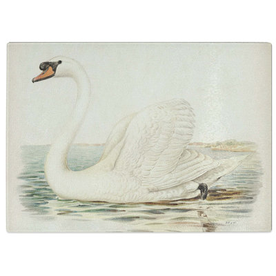 Tempered Glass White Swan by Von Wright Chopping Board