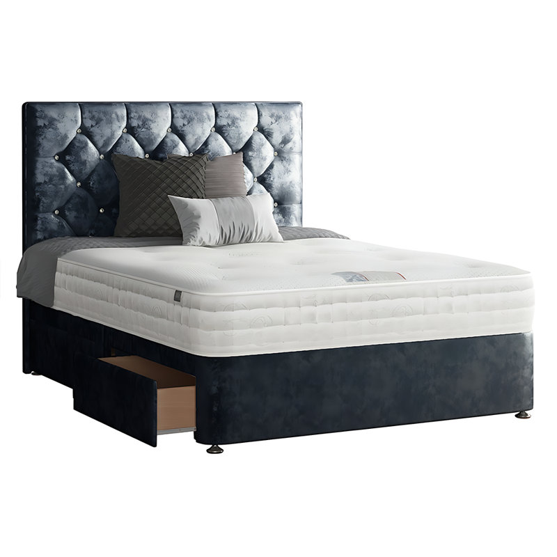 Eberhardt Divan Bed Base, Black, 2 Left Drawers, Single (3')