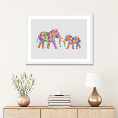 Floral Elephants - impression d'art graphique