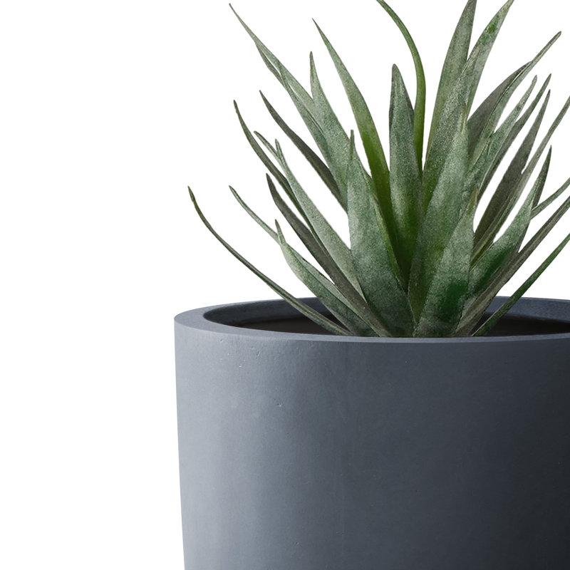 Tali 3 Piece 13.19 in, 11.02 in and 9.06 in L Round Lightweight Concrete and Fiberglass Indoor Outdoor Weather Resistant Planters with Drainage Holes Set