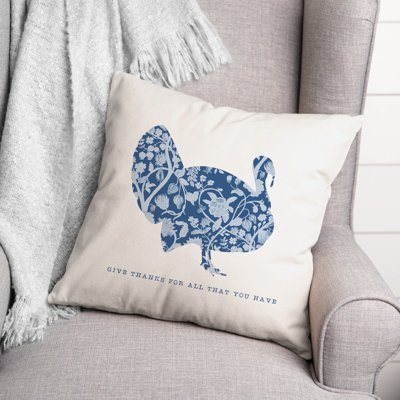  Give Thanks Floral Turkey Floral Throw Pillow