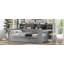 Lit de jour simple en bois avec tablettes de rangement, lit multifonctionnel avec deux tiroirs de rangement et bureau d'étude, gris-77388168
