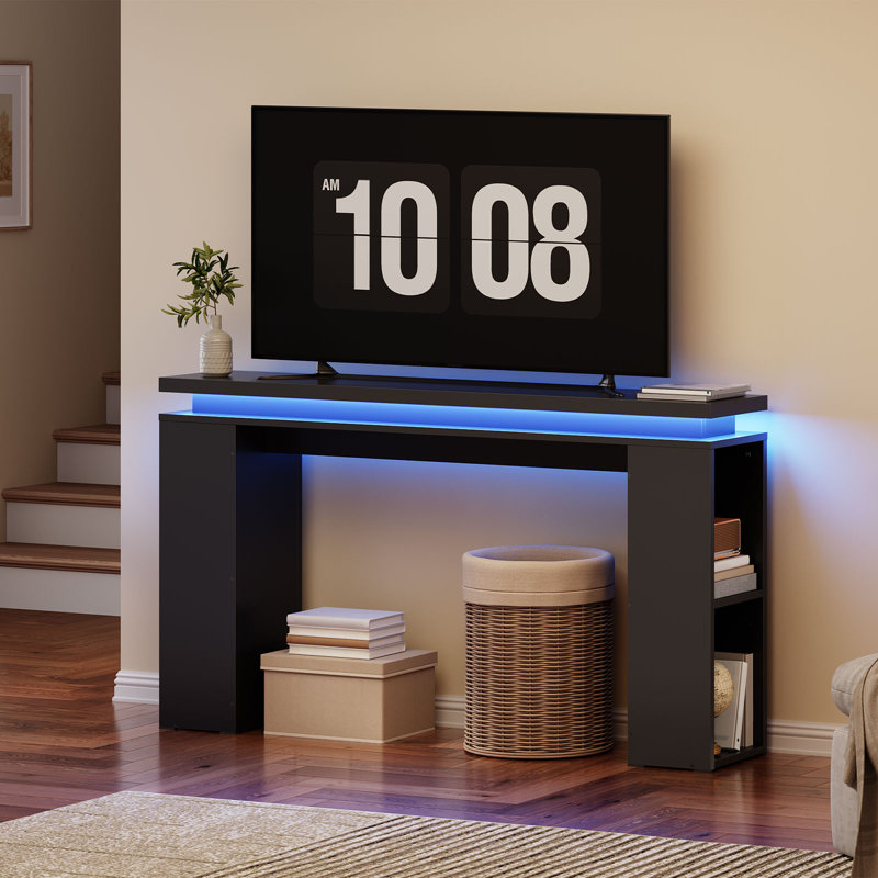 Console 47,2 po avec lumières DEL, table d'entrée étroite avec plateau flottant