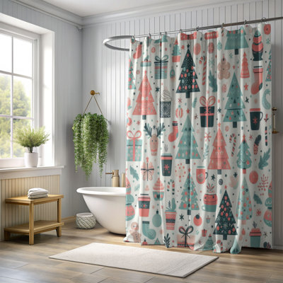 Pastel Xmas - 1 Piece Standard Shower Curtain