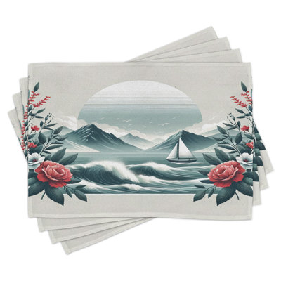 Polyester Coral And Slate Blue Placemat
