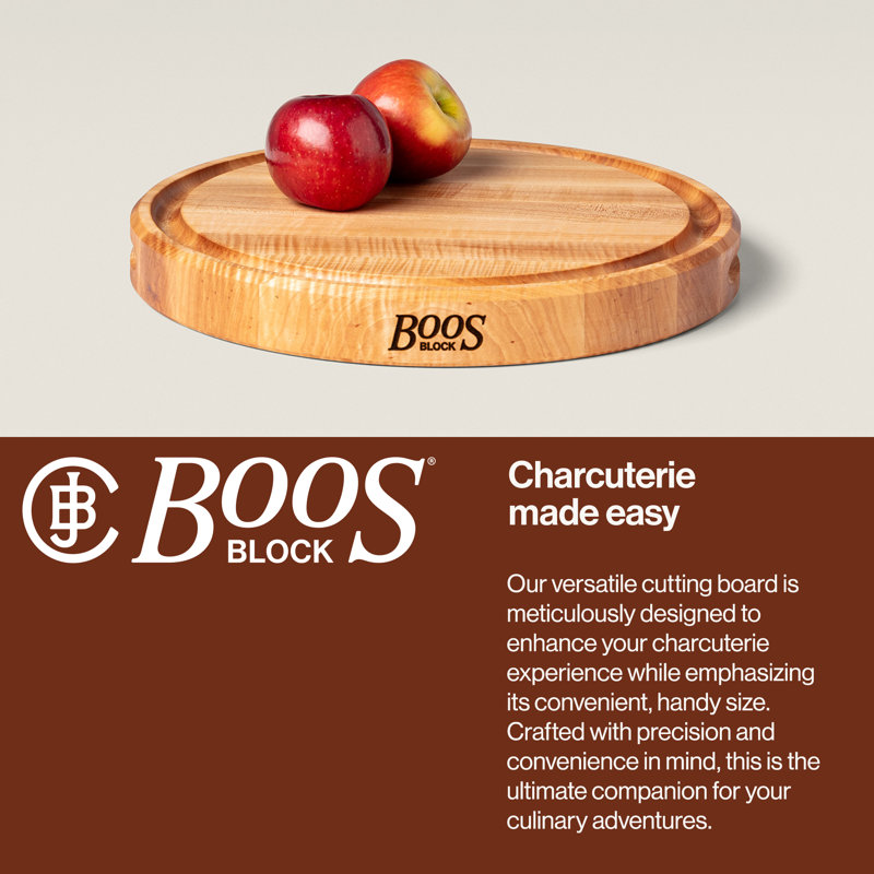 Chef's Collection Round Maple Cutting Board with Groove, 15" L x 15" W