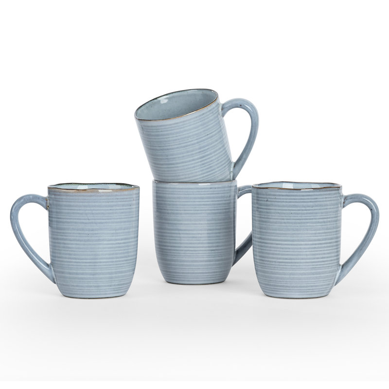 Ensemble de 4 tasses à café en grès Fellows, Bleu perle