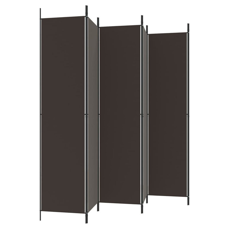 Kasimir Folding Room Divider, 6, Brown, 220cm H x 300cm W