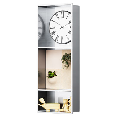 13 In. W X 31 In. H X 4 In. D Bathroom Shower Niche Double Shelf Niche Over Mount Installation