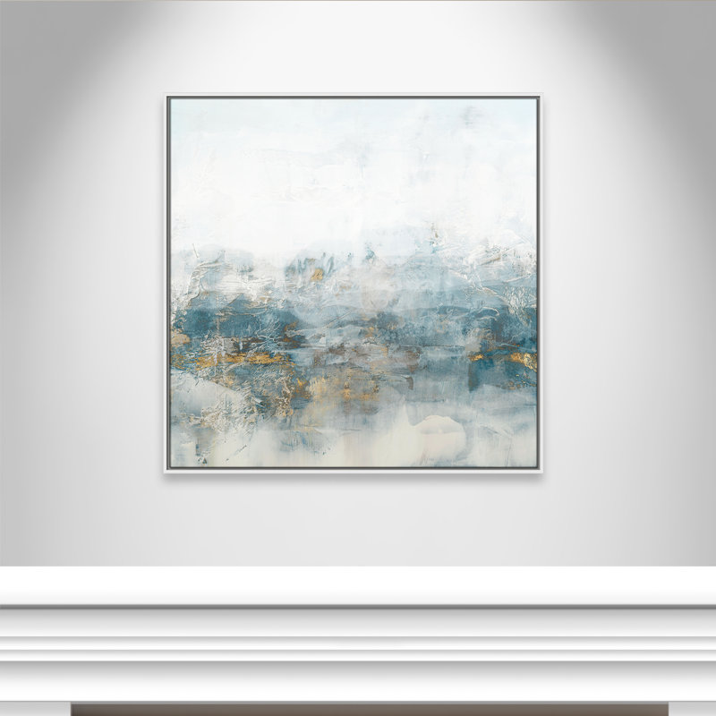 Misty Blue - Square Version Print by Casa Fine Arts, White Floater Framed Canvas, No Mat, 37.5" H x 37.5" W x 2" D