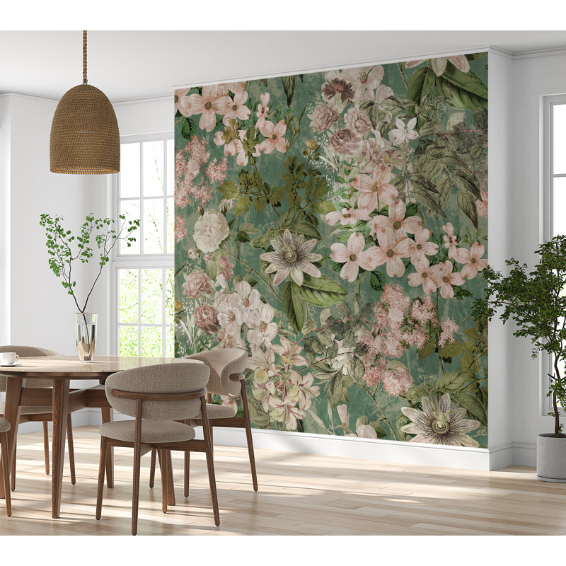 Adhésif mural floral Jahmarley, L 120 po x l 120 po