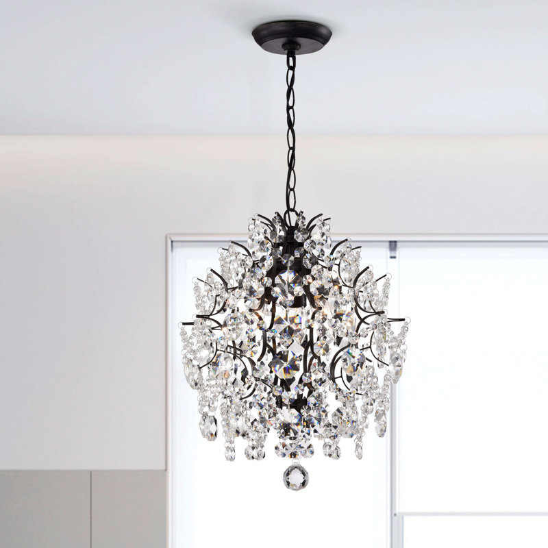 Lustre en cristal noir antique à 3 lumières de 16 po Athyna