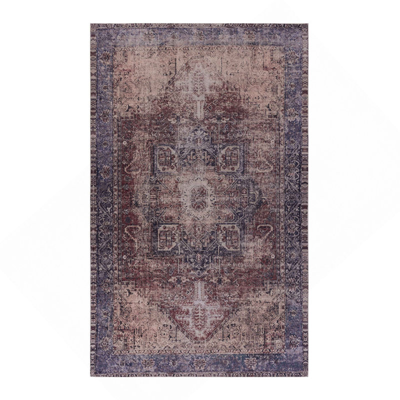 Burgundy Washable Rug 6X9 Area Rug (Burgundy, 6' X 9'), Rectangle 6' x 9'