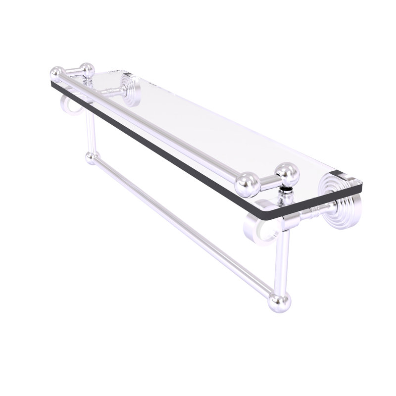 Étagère murale en verre Jarrell, H 5,5 po x l 22 po x p 6,8 po, Chrome satiné