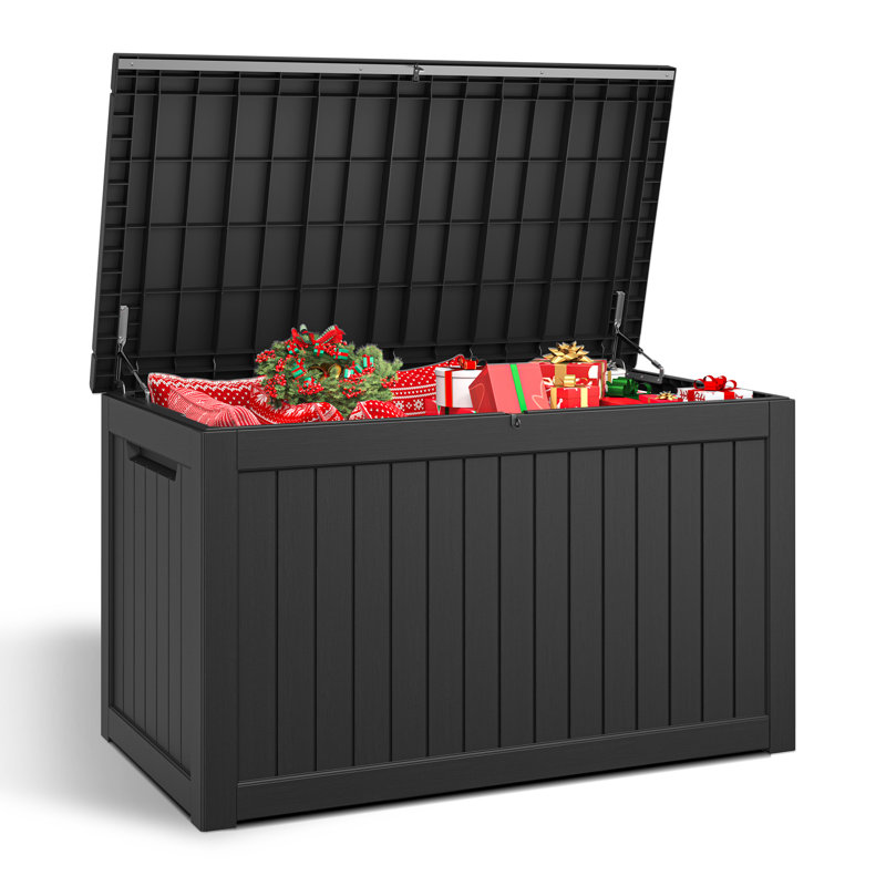 270 Gallon Durable Waterproof Resin Deck Box, Black, 33.8" H x 67.7" W x 32.2" D