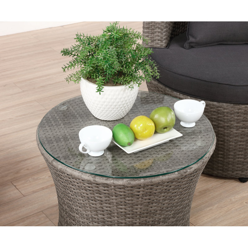 Gray All-Weather Wicker Outdoor Bistro Set with Cushions