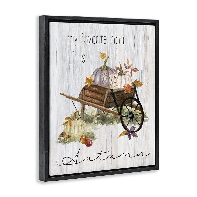 «Autumn Favorite Wagon», estampe numérique par Livi Finn, H 31 po x l 25 po, Cadre flottant noir de jais