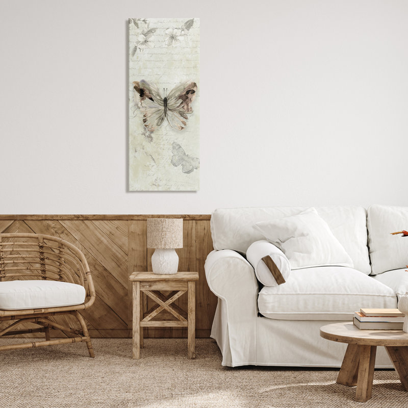 «Timeless Butterflies with Cursive», art mural par Carol Robinson, H 48 po x l 20 po