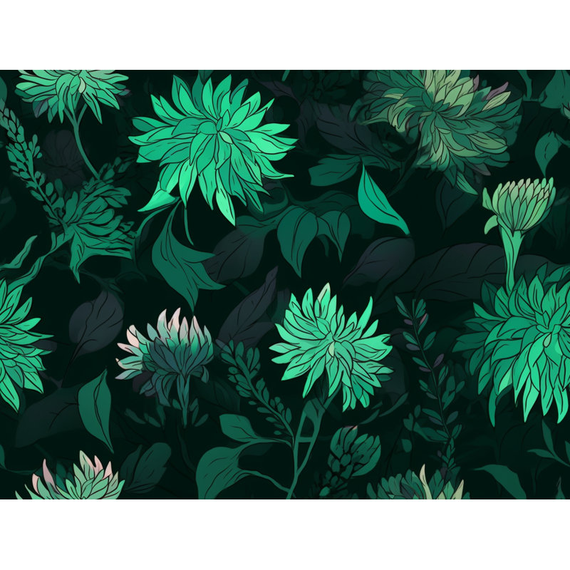 Machine Printed Comforter, Twin Comforter, Black/Green Floral