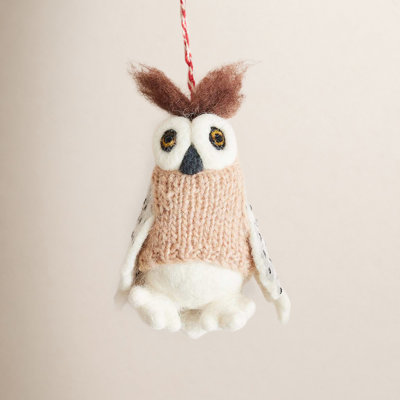 Felted Festive 6" Owl Ornament