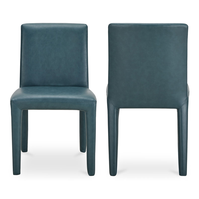 Chaise en cuir Corse, Bleu sarcelle foncé