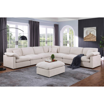 8 - Piece 145'' Modular Oversized Reversible Corner Sectional Sofa Cloud Couch