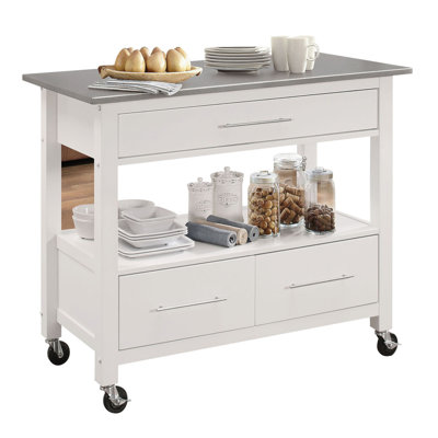 Versatile Stainless Steel Kitchen Cart With Lockable Casters And Ample Storage