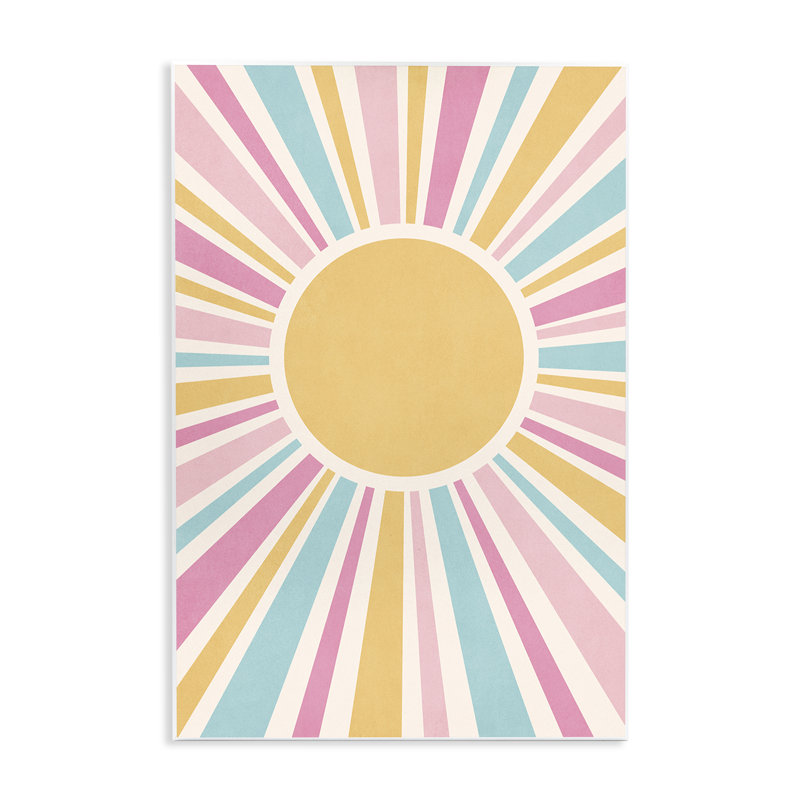 Groovy Pastel Sun Rays Wall Plaque Art by Nataly White, 19" H x 13" W