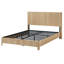 Lit plateforme grand moderne, cadre de lit en bois massif avec tête de lit courbée, aucun sommier requis, finition chêne