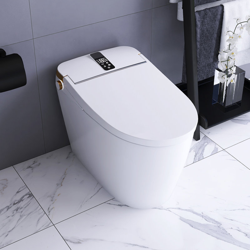 Smart Toilet With Side Control Knob, White