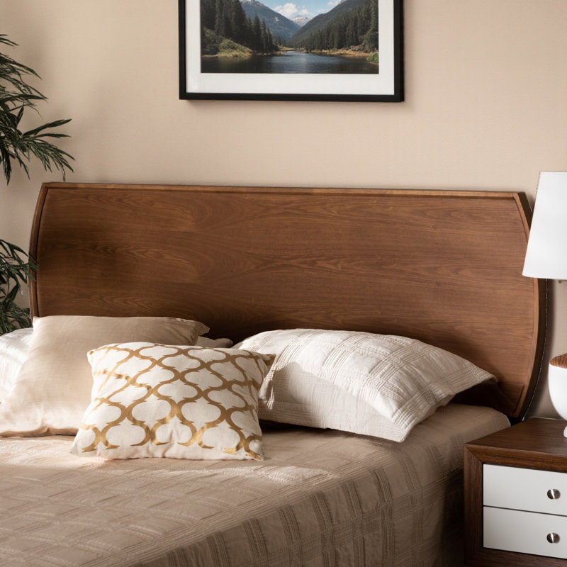 Raya mid-century modern Queen Size Rustic Oak Wood Headboard, 49.74'' H X 65.7'' W X 0.54'' D, Queen