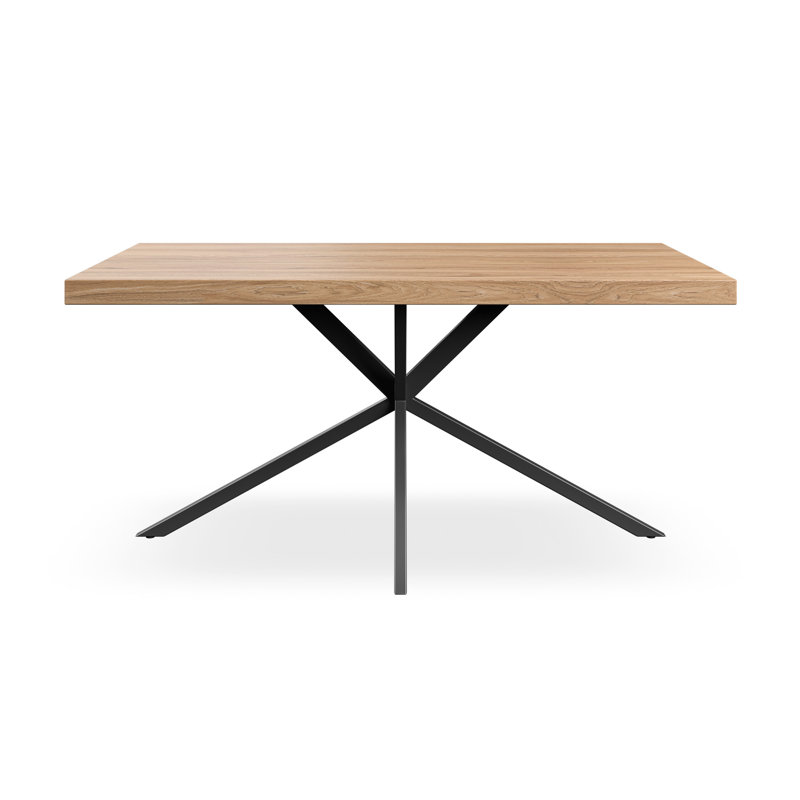 Datilus Dining Table Modern Table w Black Legs, Natural Wood