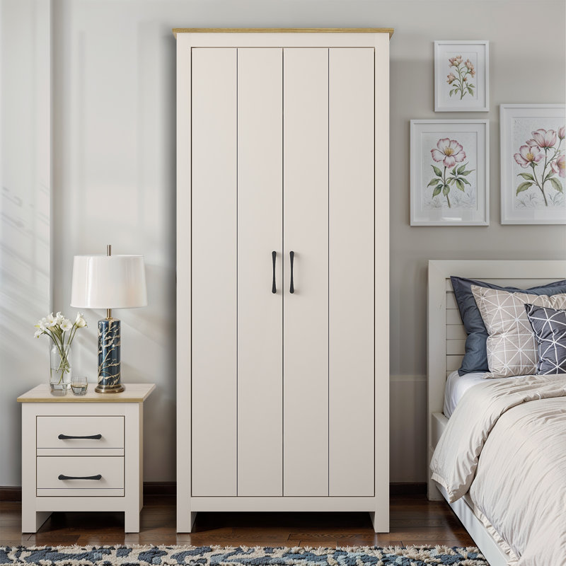 Limestone 2 Door Manufactured Wood Wardrobe, Natural