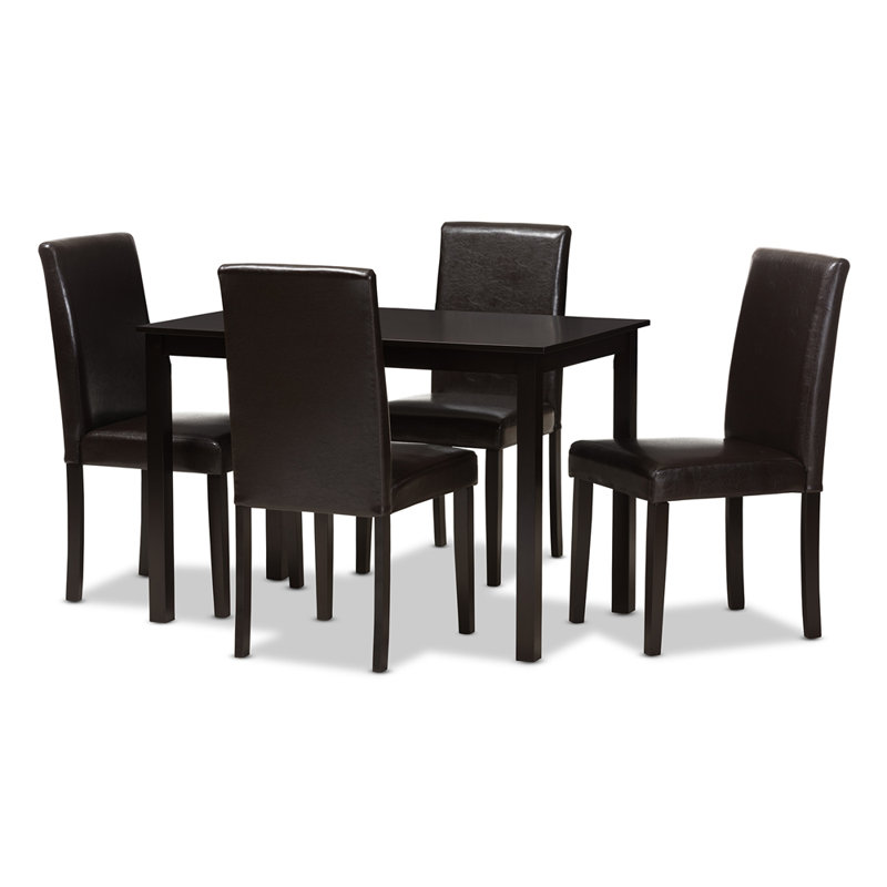 Ensemble de salle à manger 5 pièces Kingswood en similicuir brun H 37,2 po x l 17,91 po x P 22,05 po