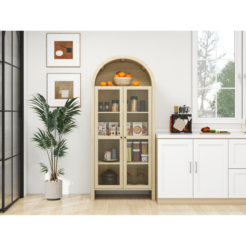 Rangement de cuisine moderne Amar, grande armoire de 68,7 po avec tablettes réglables, porte en acrylique pour une armoire ordonnée, porte, transformant votre espace de rangement en style