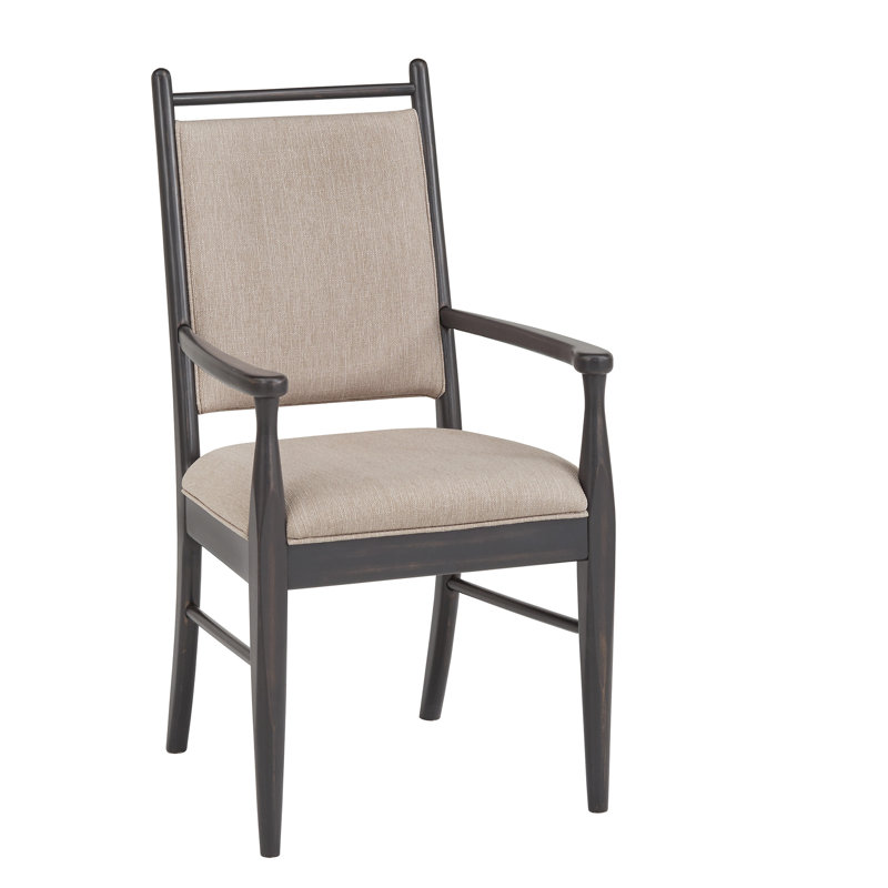 Cipolla Wood Finish Beige Fabric Arm Chair, Black