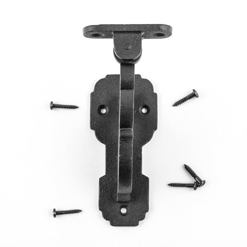 Black Wrought Iron Handrail Bracket for Stairs with Mounting Hardware