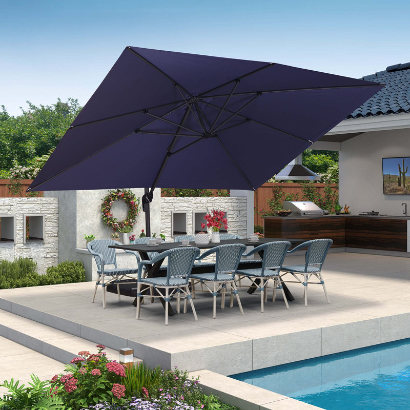 304cm X 396cm Rectangular Cantilever Parasol, Navy Blue
