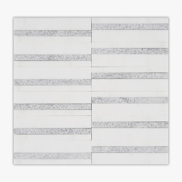 Thassos White, Flusso Blu Honed Warsaw Marble Mosaic